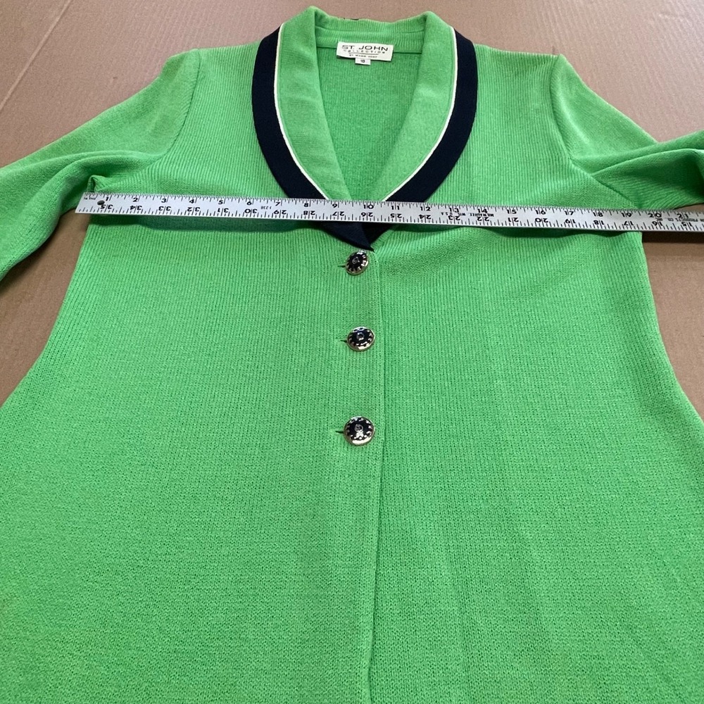 Vintage St. John Collection By Marie Gray Santana Knit Green Blazer Jacket Sz 10 - Picture 11 of 16